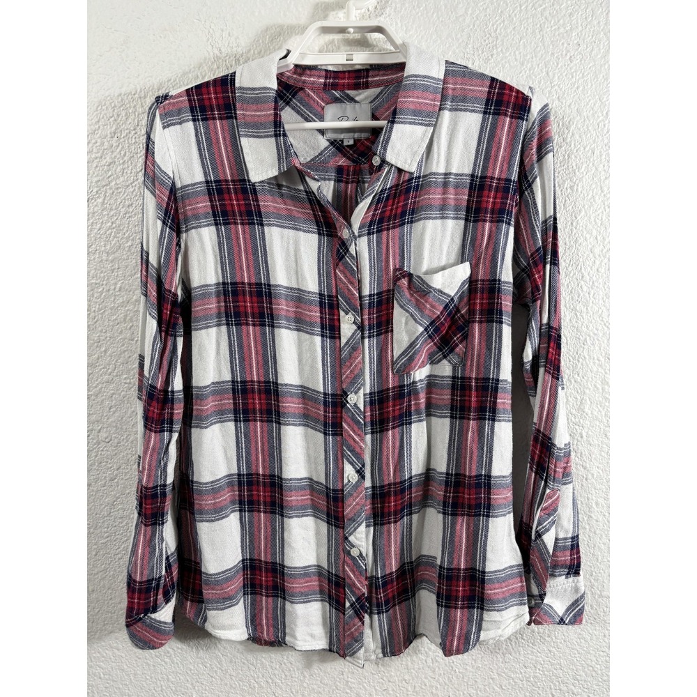 Rails Shirt Womens Large Multicolor Plaid Button Front Pocket Long Sleeve‎ Top